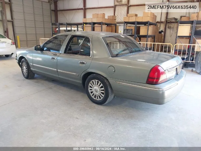 2006 Mercury Grand Marquis Ls VIN: 2MEFM75V66X635440 Lot: 39650943