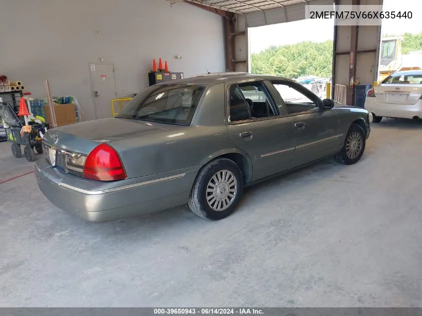 2006 Mercury Grand Marquis Ls VIN: 2MEFM75V66X635440 Lot: 39650943