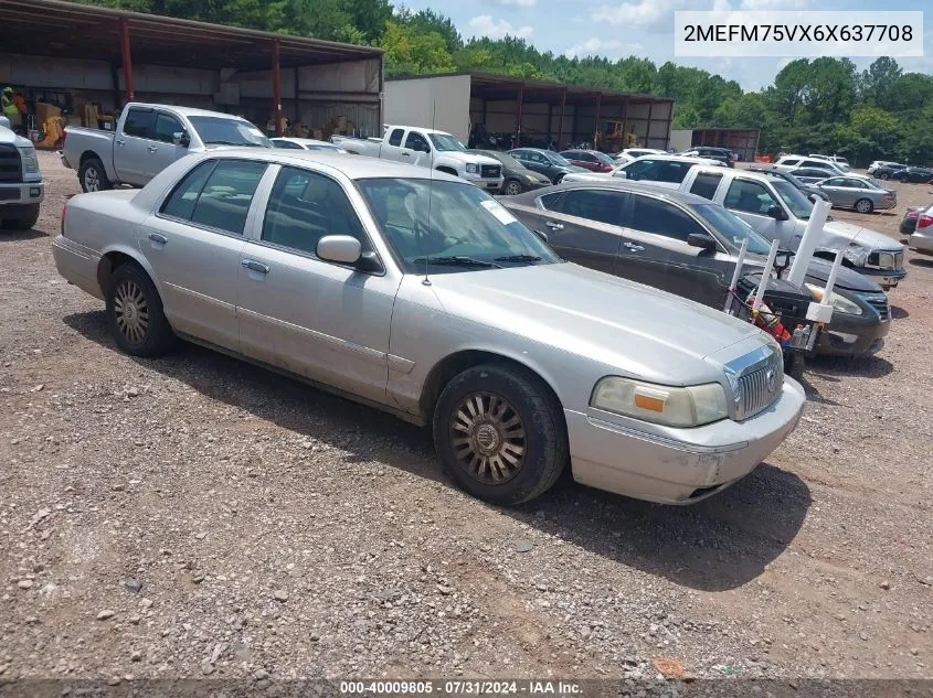 2006 Mercury Grand Marquis Ls VIN: 2MEFM75VX6X637708 Lot: 40009805