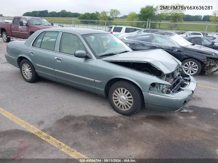 2006 Mercury Grand Marquis Ls VIN: 2MEFM75V66X636281 Lot: 40094764