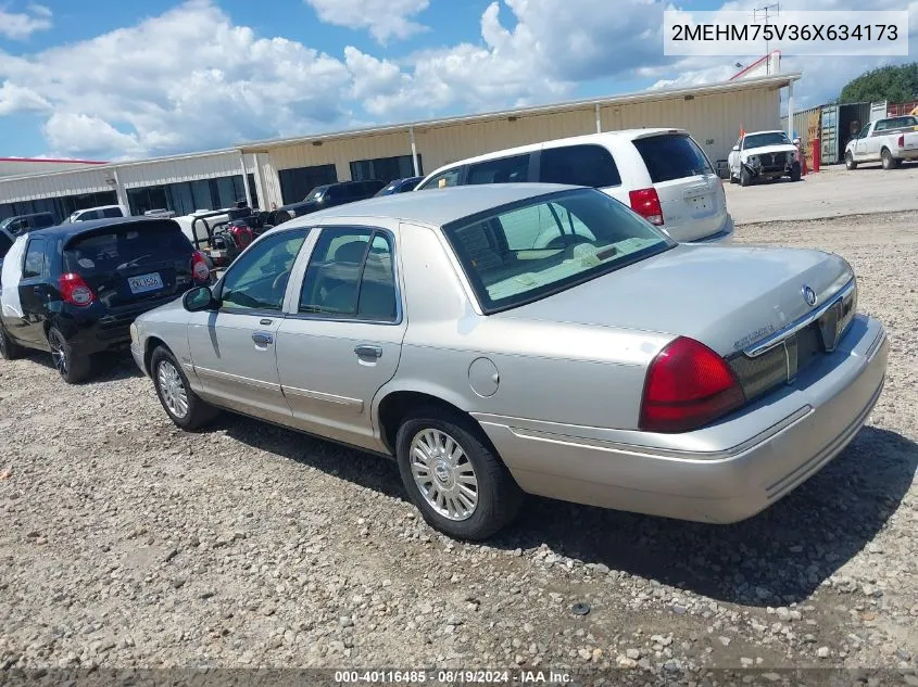 2006 Mercury Grand Marquis Ls VIN: 2MEHM75V36X634173 Lot: 40116485