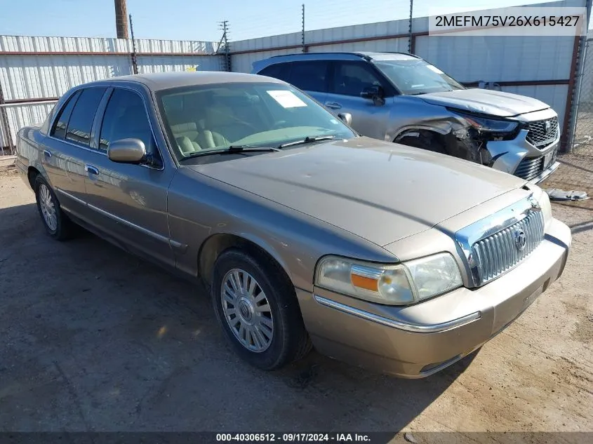 2006 Mercury Grand Marquis Ls VIN: 2MEFM75V26X615427 Lot: 40306512