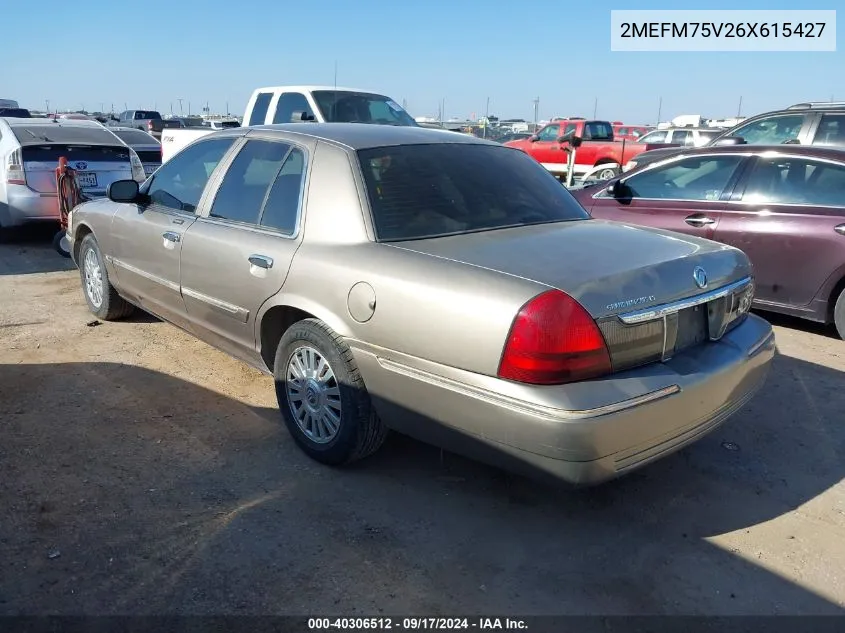 2006 Mercury Grand Marquis Ls VIN: 2MEFM75V26X615427 Lot: 40306512