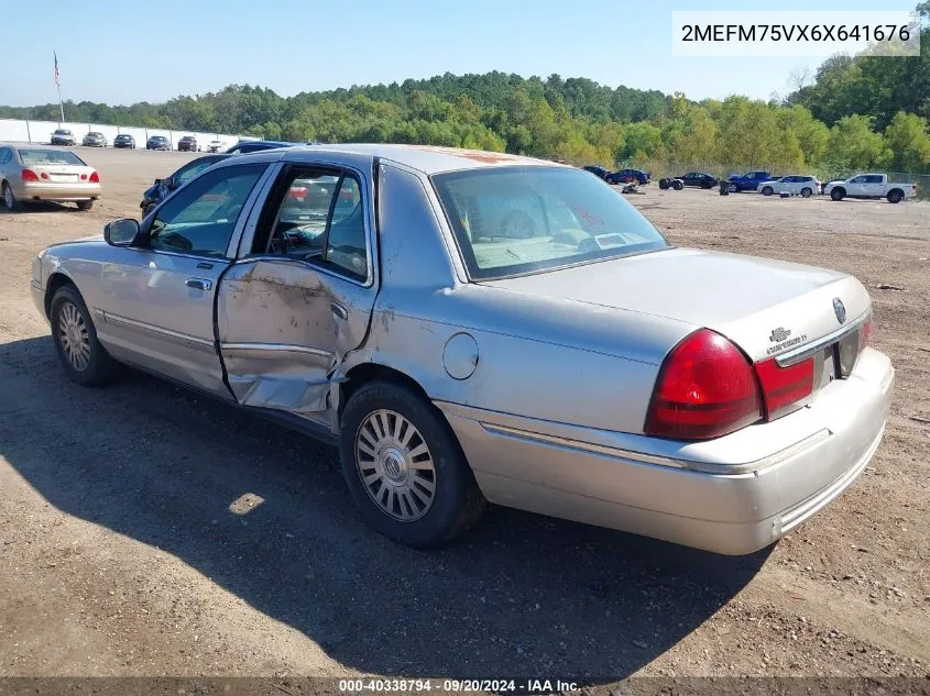 2006 Mercury Grand Marquis Ls VIN: 2MEFM75VX6X641676 Lot: 40338794