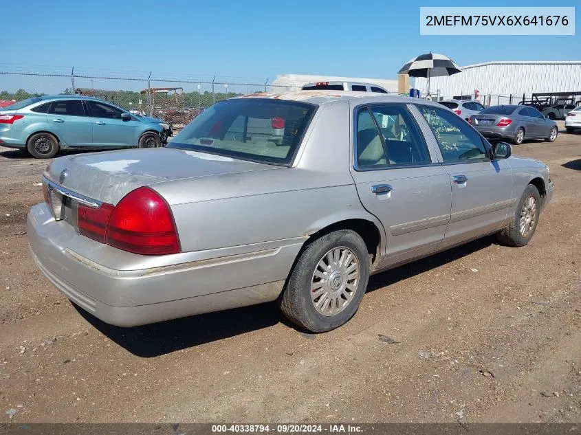 2006 Mercury Grand Marquis Ls VIN: 2MEFM75VX6X641676 Lot: 40338794