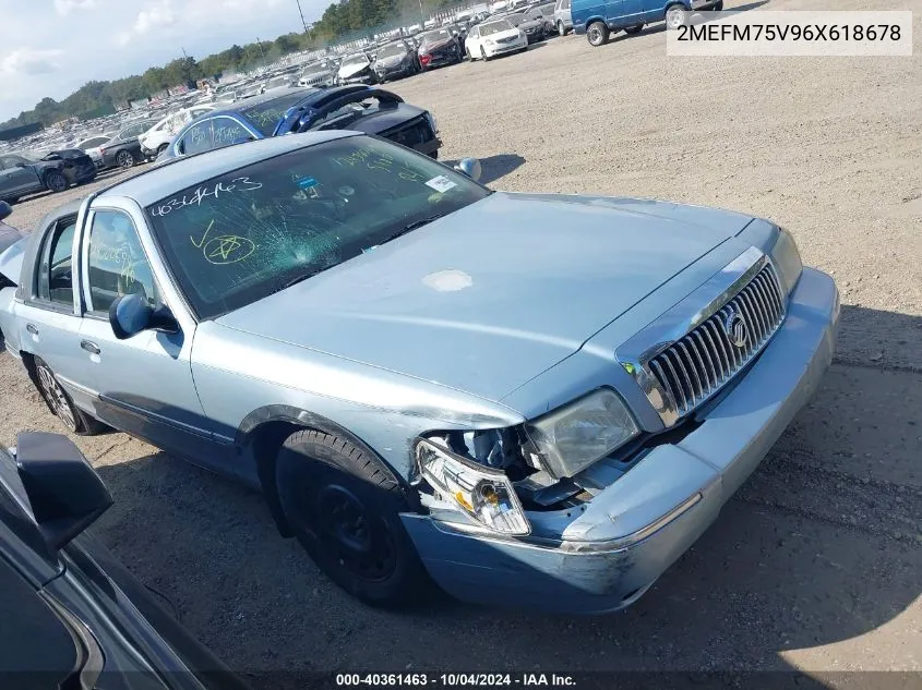 2006 Mercury Grand Marquis Ls VIN: 2MEFM75V96X618678 Lot: 40361463