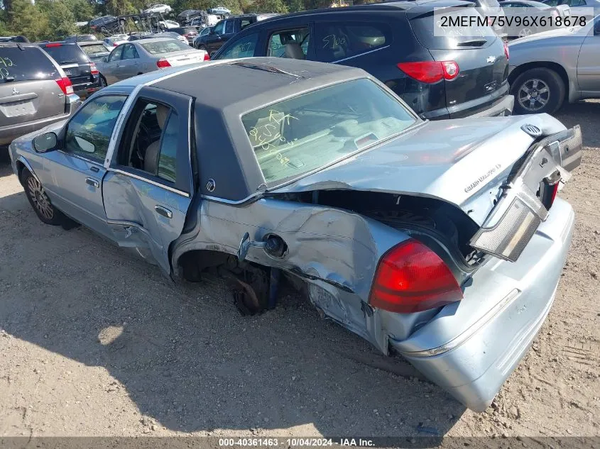 2006 Mercury Grand Marquis Ls VIN: 2MEFM75V96X618678 Lot: 40361463