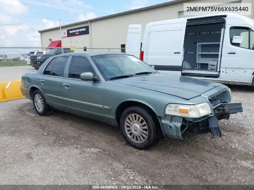 2006 Mercury Grand Marquis Ls VIN: 2MEFM75V66X635440 Lot: 40398602