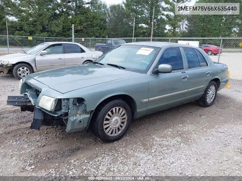 2006 Mercury Grand Marquis Ls VIN: 2MEFM75V66X635440 Lot: 40398602