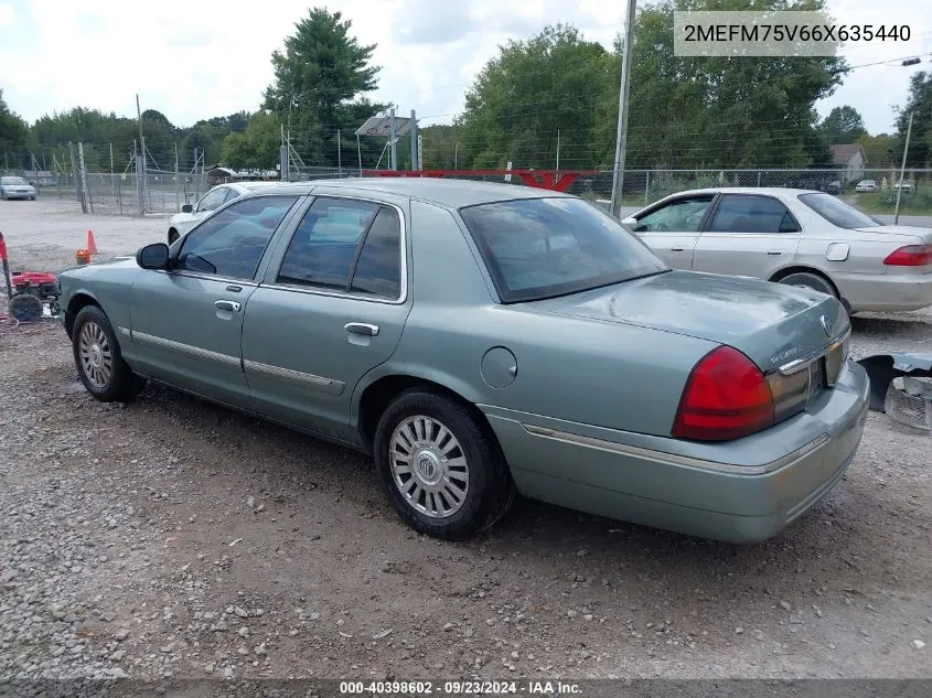 2006 Mercury Grand Marquis Ls VIN: 2MEFM75V66X635440 Lot: 40398602