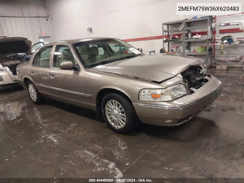 2006 Mercury Grand Marquis Ls VIN: 2MEFM75W36X620483 Lot: 40448988