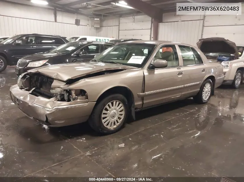 2006 Mercury Grand Marquis Ls VIN: 2MEFM75W36X620483 Lot: 40448988