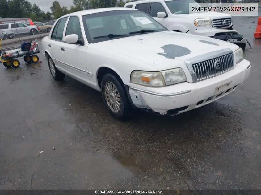 2006 Mercury Grand Marquis Ls VIN: 2MEFM75V26X629442 Lot: 40455664