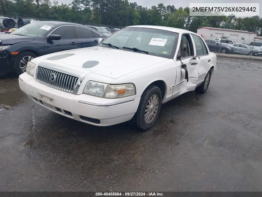 2006 Mercury Grand Marquis Ls VIN: 2MEFM75V26X629442 Lot: 40455664