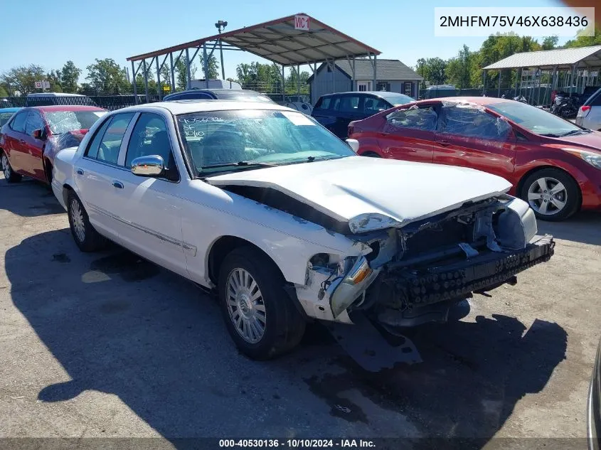 2006 Mercury Grand Marquis Ls VIN: 2MHFM75V46X638436 Lot: 40530136