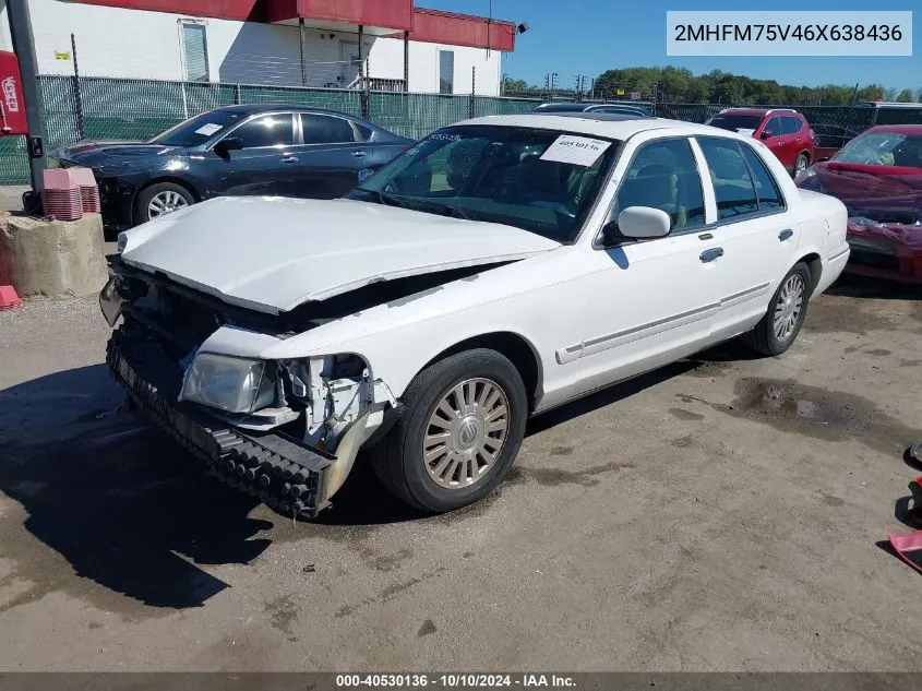 2006 Mercury Grand Marquis Ls VIN: 2MHFM75V46X638436 Lot: 40530136