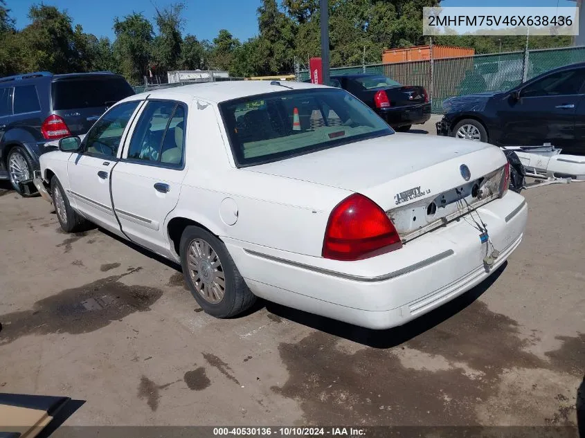 2006 Mercury Grand Marquis Ls VIN: 2MHFM75V46X638436 Lot: 40530136