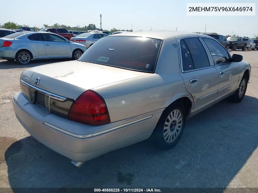 2006 Mercury Grand Marquis Ls VIN: 2MEHM75V96X646974 Lot: 40555225