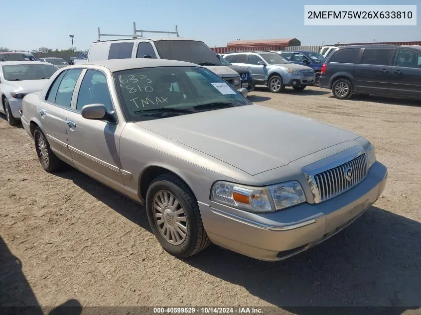 2006 Mercury Grand Marquis Ls VIN: 2MEFM75W26X633810 Lot: 40599529