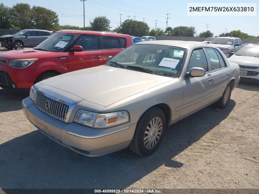 2006 Mercury Grand Marquis Ls VIN: 2MEFM75W26X633810 Lot: 40599529