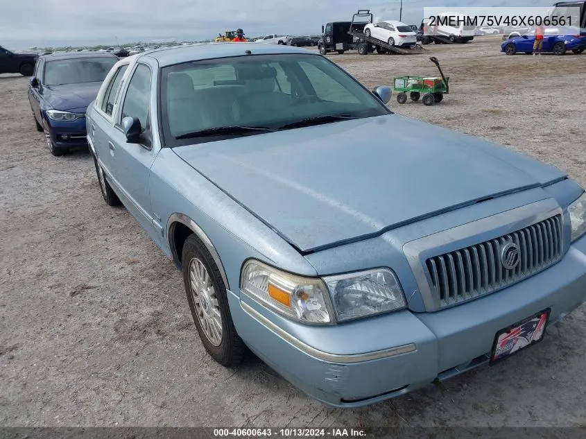 2006 Mercury Grand Marquis Ls VIN: 2MEHM75V46X606561 Lot: 40600643