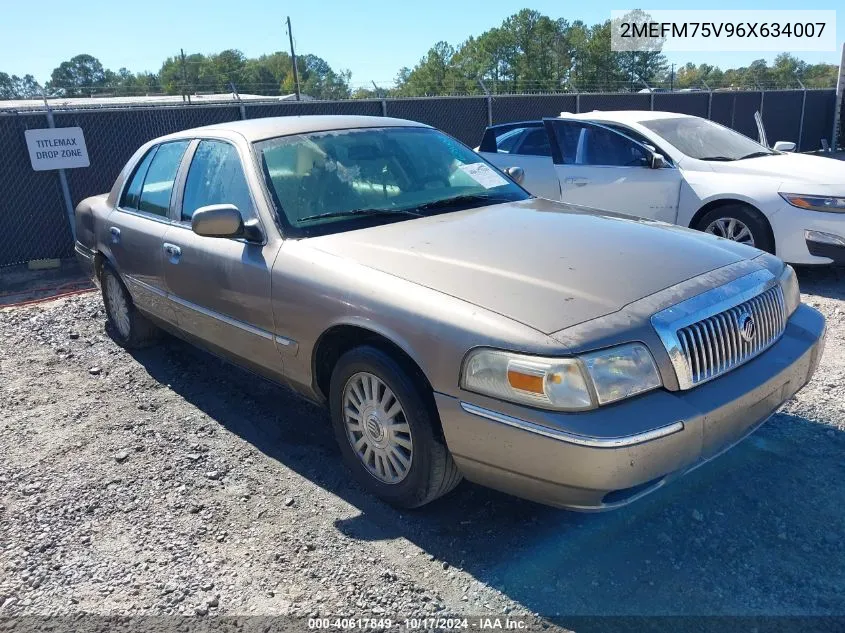 2006 Mercury Grand Marquis Ls VIN: 2MEFM75V96X634007 Lot: 40617849