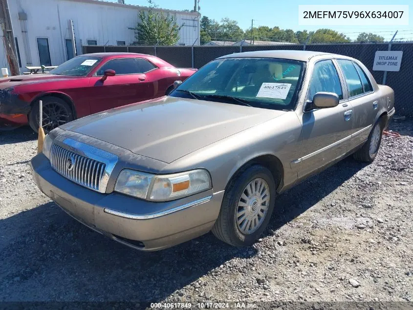 2006 Mercury Grand Marquis Ls VIN: 2MEFM75V96X634007 Lot: 40617849