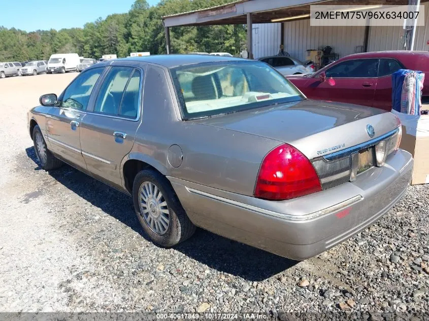 2006 Mercury Grand Marquis Ls VIN: 2MEFM75V96X634007 Lot: 40617849