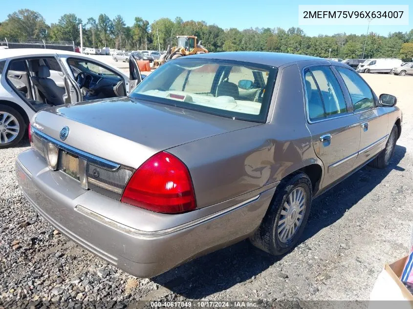 2006 Mercury Grand Marquis Ls VIN: 2MEFM75V96X634007 Lot: 40617849