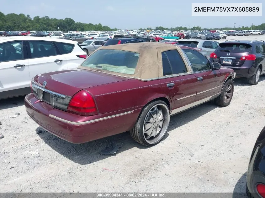 2007 Mercury Grand Marquis Ls VIN: 2MEFM75VX7X605889 Lot: 39994341