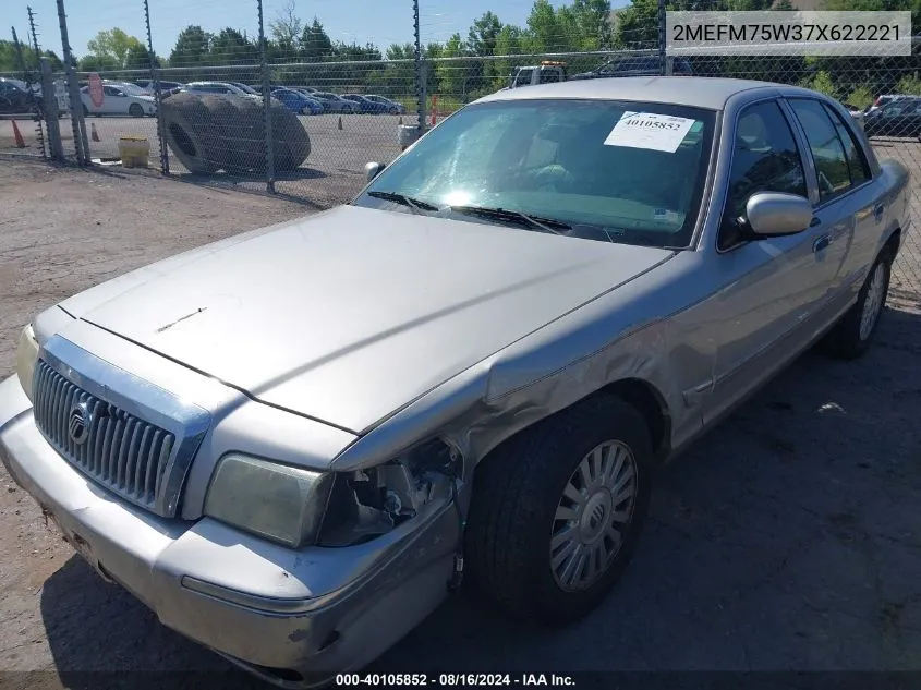 2007 Mercury Grand Marquis Ls VIN: 2MEFM75W37X622221 Lot: 40105852