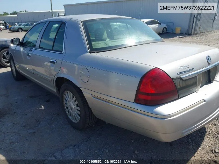 2007 Mercury Grand Marquis Ls VIN: 2MEFM75W37X622221 Lot: 40105852