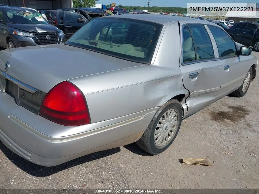 2007 Mercury Grand Marquis Ls VIN: 2MEFM75W37X622221 Lot: 40105852