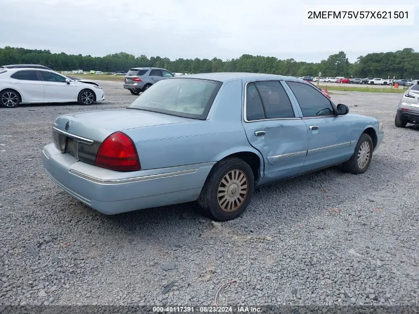 2007 Mercury Grand Marquis Ls VIN: 2MEFM75V57X621501 Lot: 40117391