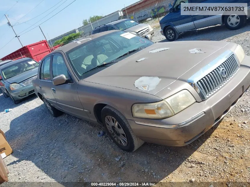 2007 Mercury Grand Marquis Gs VIN: 2MEFM74V87X631733 Lot: 40229064