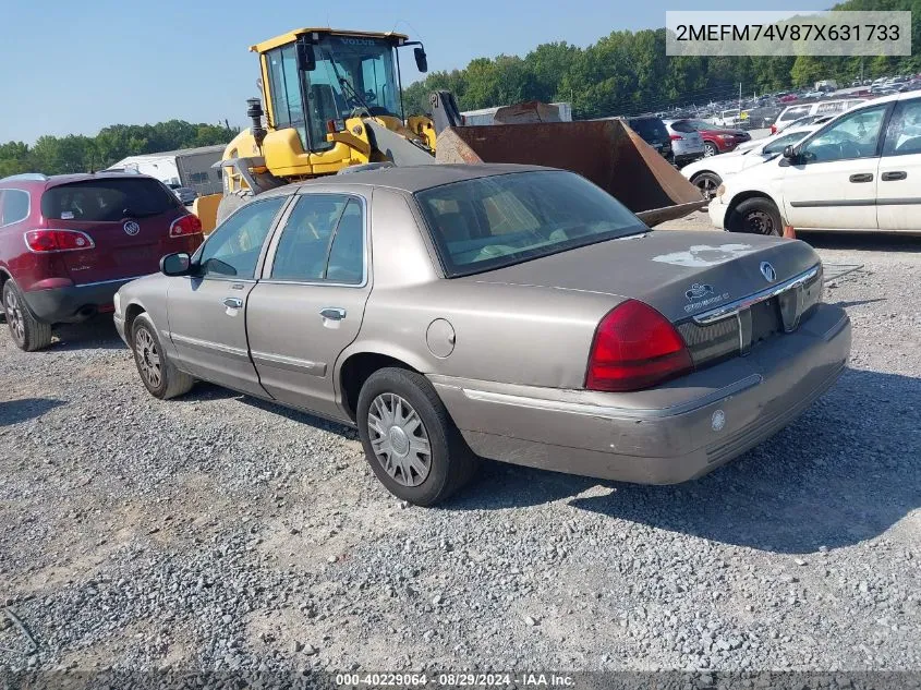 2007 Mercury Grand Marquis Gs VIN: 2MEFM74V87X631733 Lot: 40229064