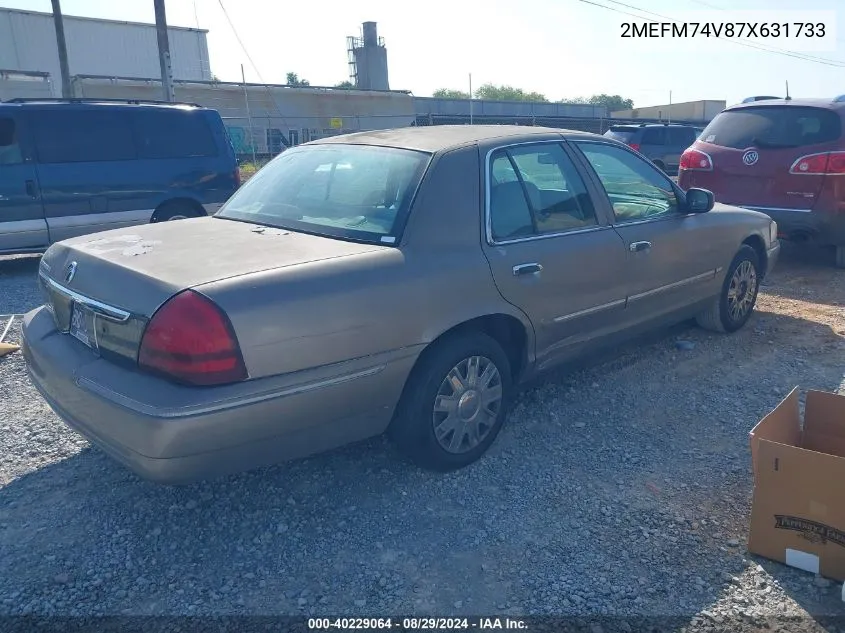 2007 Mercury Grand Marquis Gs VIN: 2MEFM74V87X631733 Lot: 40229064