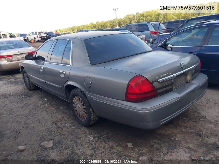 2007 Mercury Grand Marquis Ls VIN: 2MEFM75W57X601516 Lot: 40345656