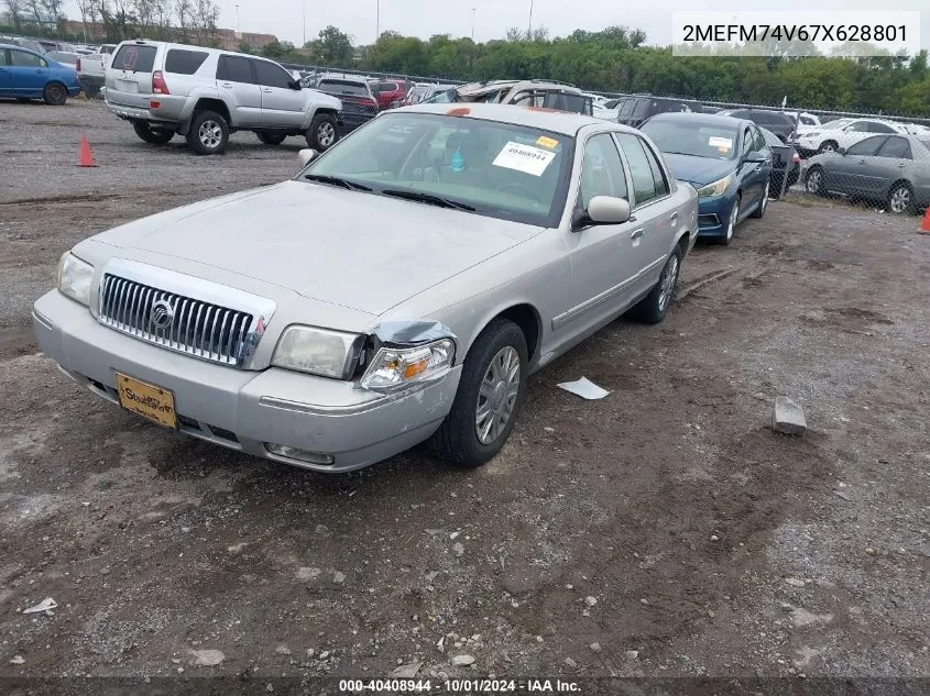 2007 Mercury Grand Marquis Gs VIN: 2MEFM74V67X628801 Lot: 40408944