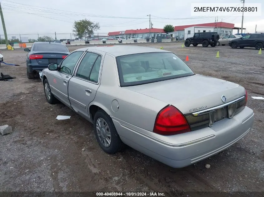 2007 Mercury Grand Marquis Gs VIN: 2MEFM74V67X628801 Lot: 40408944