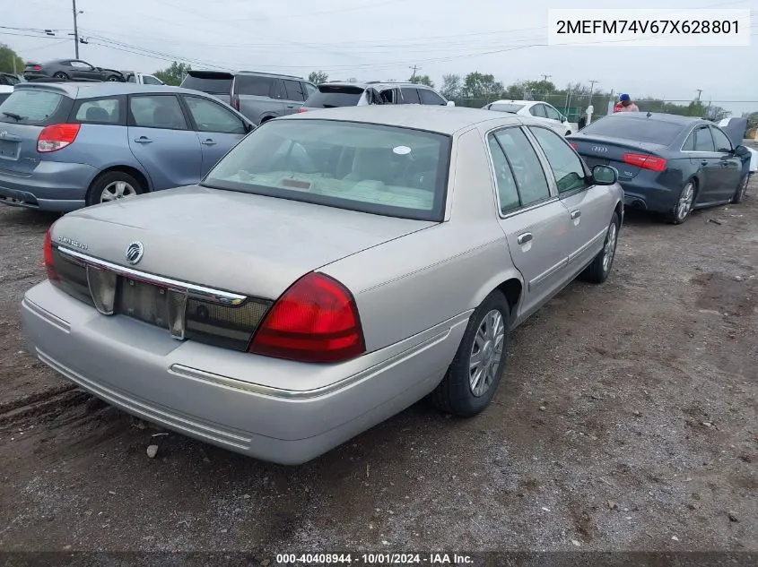 2007 Mercury Grand Marquis Gs VIN: 2MEFM74V67X628801 Lot: 40408944