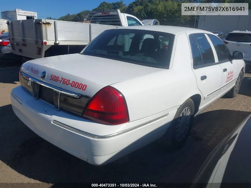 2007 Mercury Grand Marquis Ls VIN: 2MEFM75V87X616941 Lot: 40473351