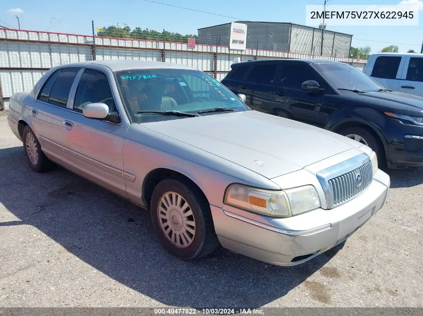 2007 Mercury Grand Marquis Ls VIN: 2MEFM75V27X622945 Lot: 40477822