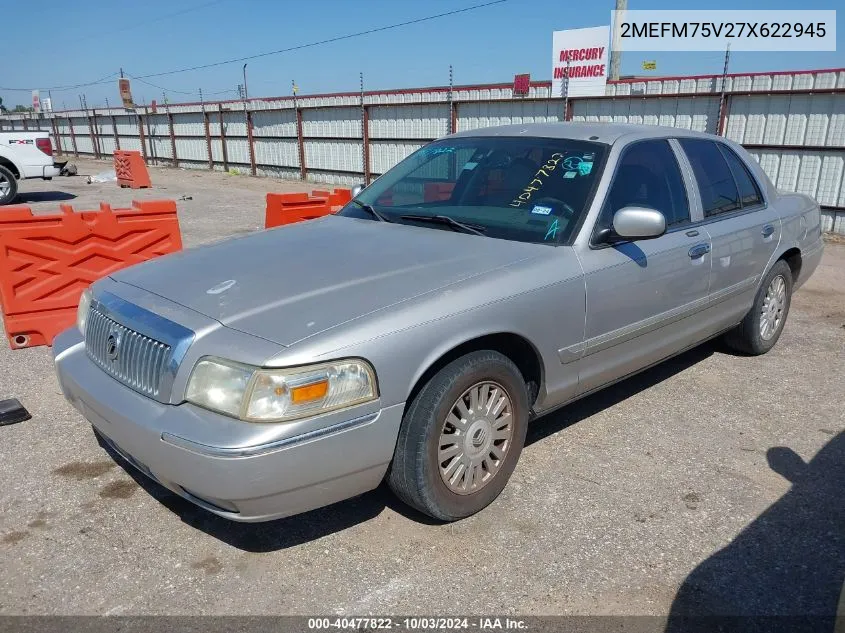 2007 Mercury Grand Marquis Ls VIN: 2MEFM75V27X622945 Lot: 40477822