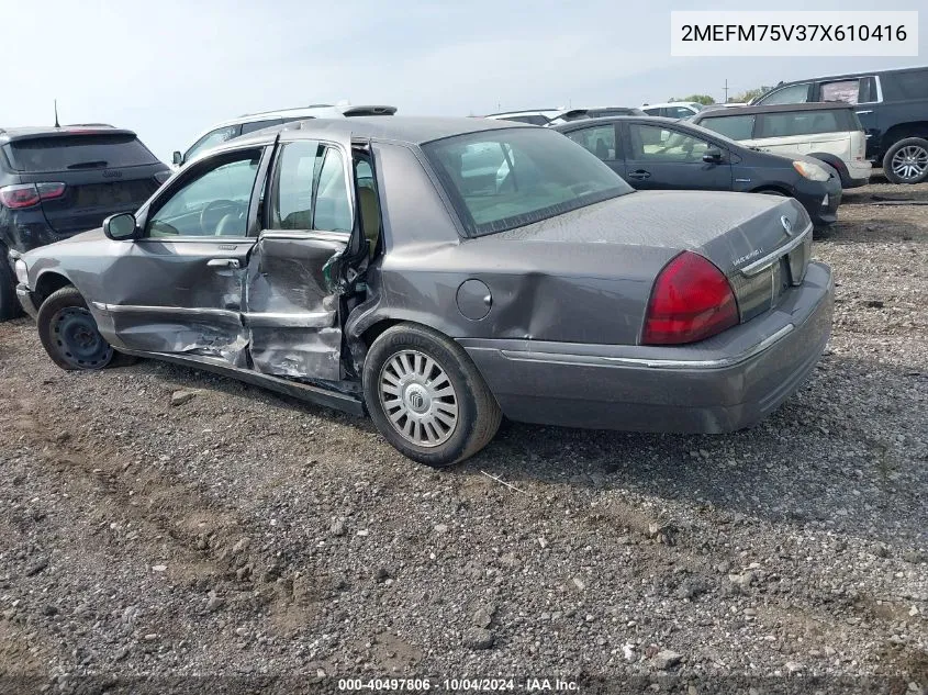 2007 Mercury Grand Marquis Ls VIN: 2MEFM75V37X610416 Lot: 40497806