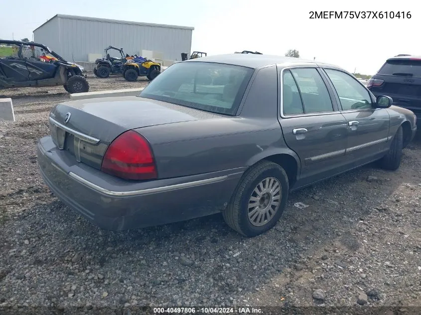 2007 Mercury Grand Marquis Ls VIN: 2MEFM75V37X610416 Lot: 40497806