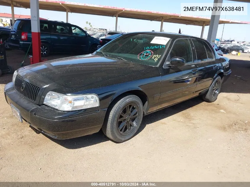 2007 Mercury Grand Marquis Gs VIN: 2MEFM74V97X638481 Lot: 40512791