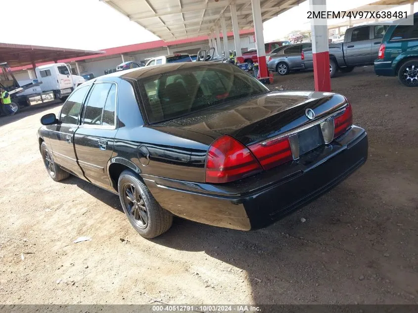 2007 Mercury Grand Marquis Gs VIN: 2MEFM74V97X638481 Lot: 40512791