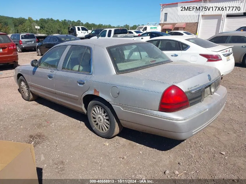 2007 Mercury Grand Marquis Ls VIN: 2MEFM75V17X617770 Lot: 40558913