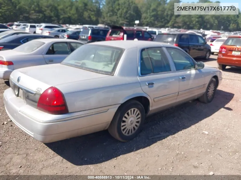 2007 Mercury Grand Marquis Ls VIN: 2MEFM75V17X617770 Lot: 40558913